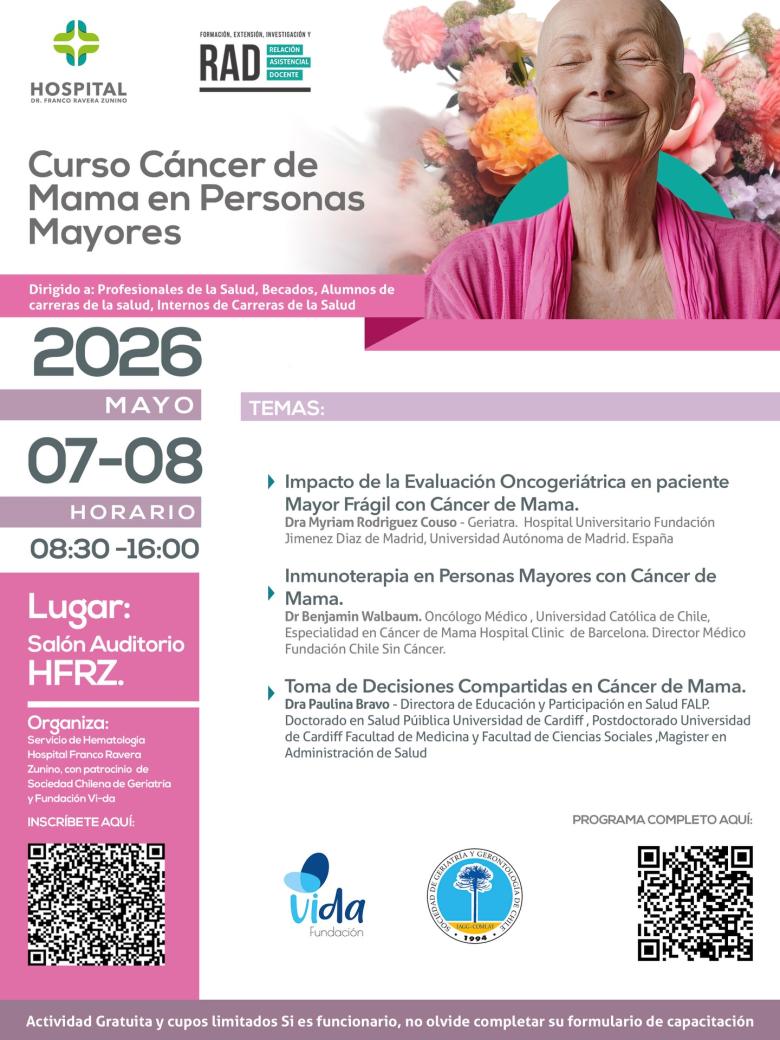 Curso Cáncer de Mama en Personas Mayores, Hospital Dr. Franco Ravera Zunino (HFRZ)